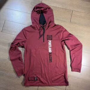 New Portland Trail Blazers Quarter Zip Jacket with Hoodie Men S Burgundy Garnet